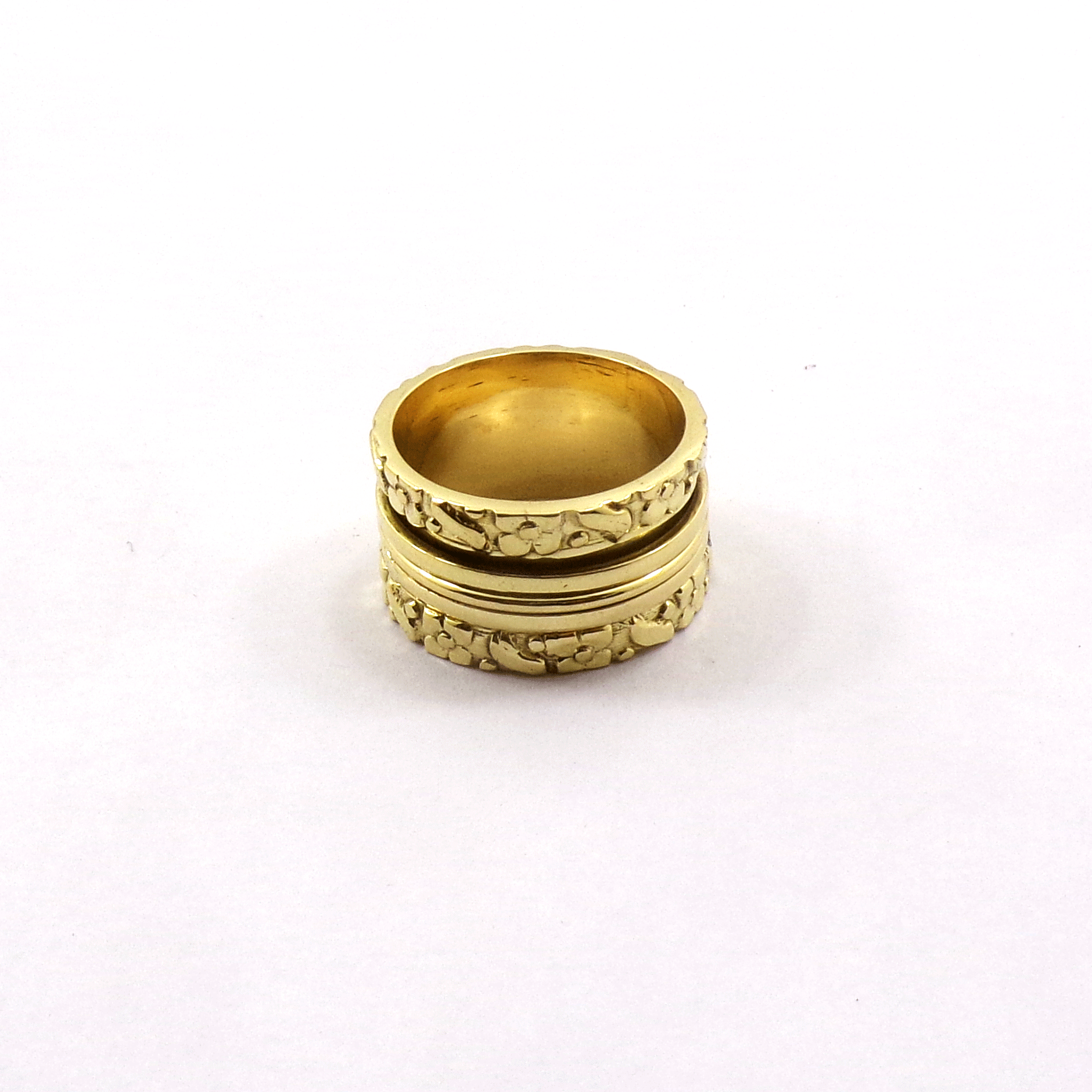 Ring Size - 9 Brass Spinner Ring F - BSPR997 18K Gold Plated Brass Fidget Rings Chunky Wide Band & Wire Spinner Ring